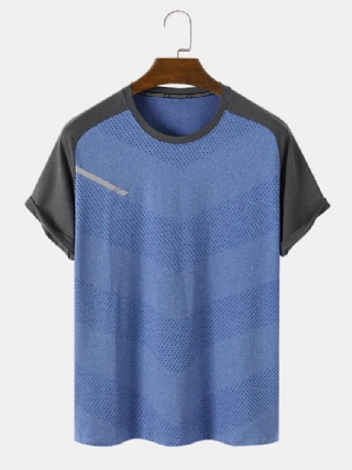 Miesten Ice Silk Patchwork Strench Hengittävät Laskokset Ohut Gym Activewear Toppi