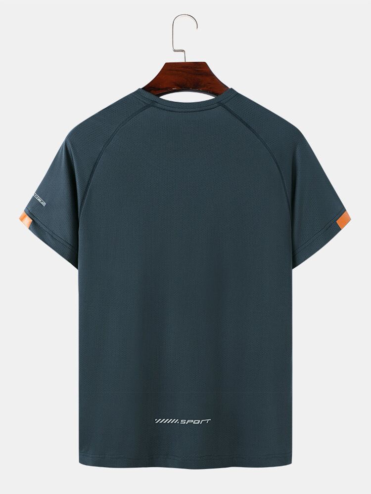Miesten Kirjainompeleet O Kaula Quick Dry Lyhythihainen Activewear Toppi
