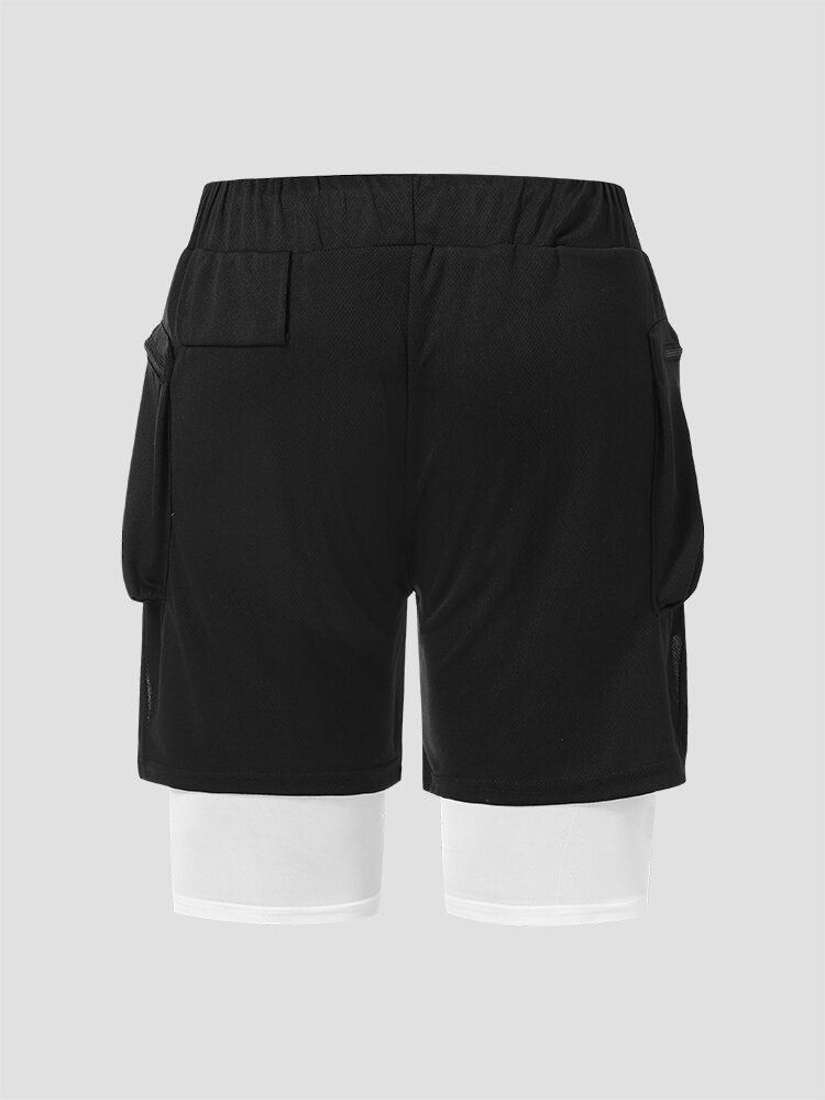 Miesten Leggingsit Sivulta Halkaistu Vetoketjullinen Tasku Kiristysnyöri Quick Dry Activewear Shortsit