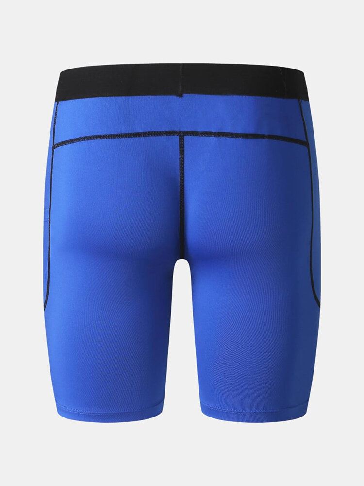 Miesten Stretch Slim Sport Quick Dry Pocket Vyötäröllä Hengittävät Ohuet Fitness Shortsit