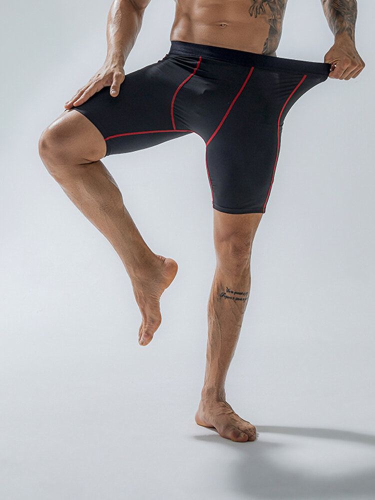 Miesten Stretch Slim Sport Quick Dry Pocket Vyötäröllä Hengittävät Ohuet Fitness Shortsit