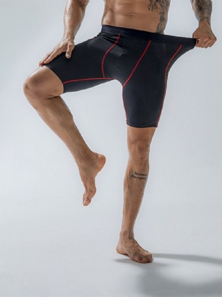 Miesten Stretch Slim Sport Quick Dry Pocket Vyötäröllä Hengittävät Ohuet Fitness Shortsit