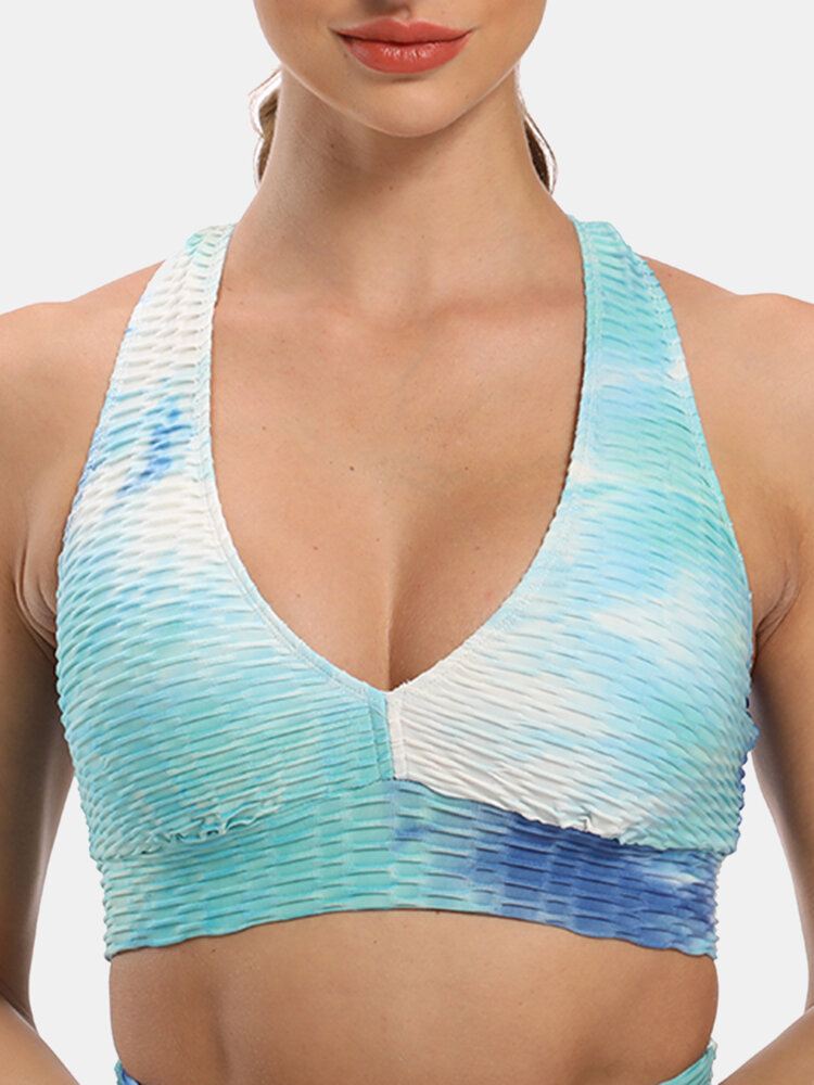 Naisten Tie-dye Langattomat Jacquard-urheilujoogarintaliivit