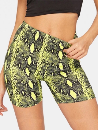 Urheilulliset Naisten Skake-skin Print Yoga Shortsit