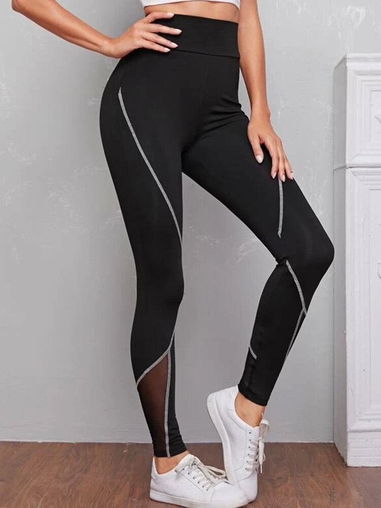 Naisten Patch Line Print Elastinen Vyötärö Bodycon Sport Casual Leggingsit