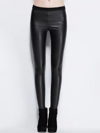 Naisten Yksiväriset Nahkaiset Bodycon Base Pitkät Rento Leggingsit