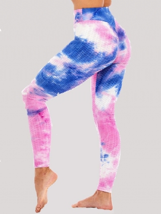 Tie-dye Random Print Korkea Vyötärö Slim Sport Jooga Rennot Leggingsit Naisille