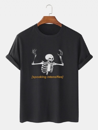 Miesten 100 % Puuvillaa Halloween Luuranko Kirjekuvioiset Lyhythihaiset T-paidat