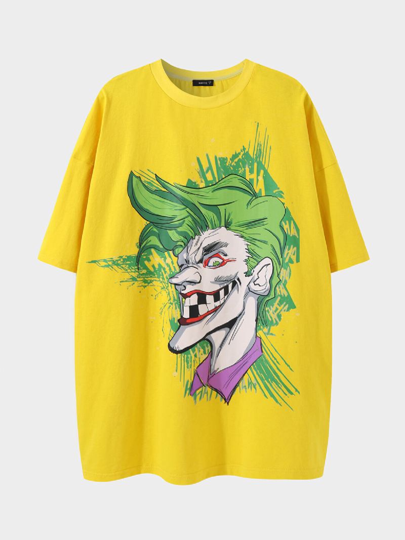 Miesten 100 % Puuvillaa Sarjakuva Clown Graffiti Löysä Hengittävä T-paita