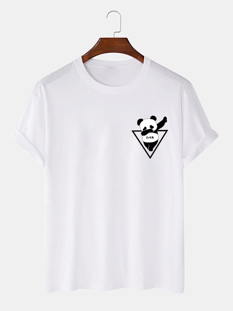 Miesten 100 % Puuvillaa Sarjakuva Panda Print Lyhythihaiset T-paidat