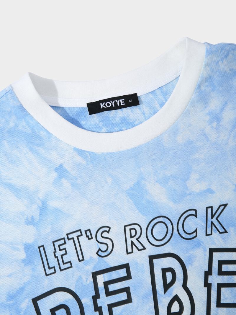 Miesten Cotton Tie Dye Huulten Ja Kynsien Printti Lhoystävällinen Löysä Rento T-paita