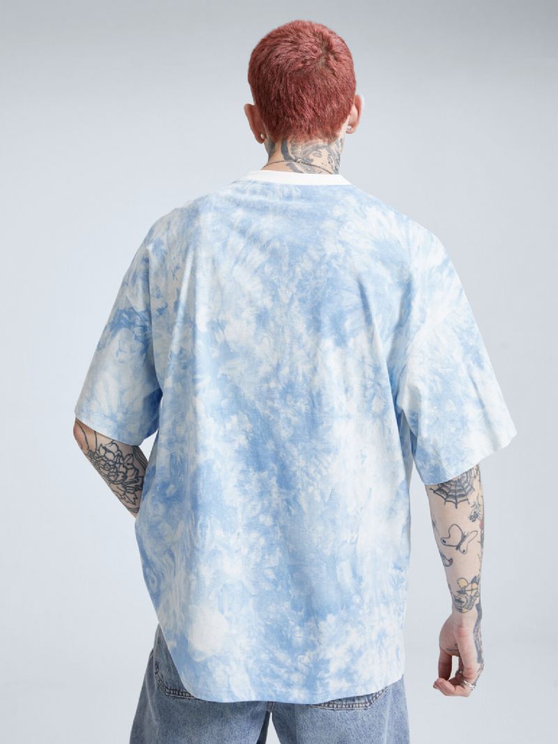 Miesten Cotton Tie Dye Huulten Ja Kynsien Printti Lhoystävällinen Löysä Rento T-paita