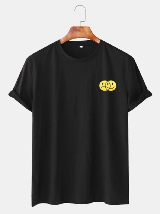 Miesten Hauskoja Emojikuvioituja O-kaula-aukoisia Lyhythihaisia Rentoja T-paitoja