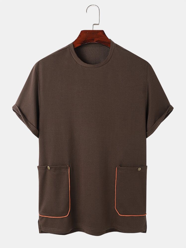 Miesten Hit Vuori Side Pocket Camping Style Pehmeät Hengittävät T-paidat