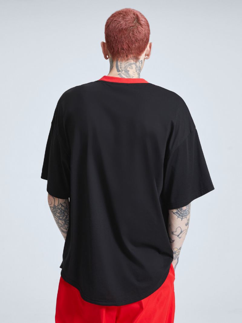 Miesten Huulet Graafinen Nauha Suunniteltu Patchwork Crew Neck Street Casual T-paita