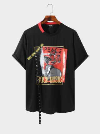 Miesten Huulet Graafinen Nauha Suunniteltu Patchwork Crew Neck Street Casual T-paita