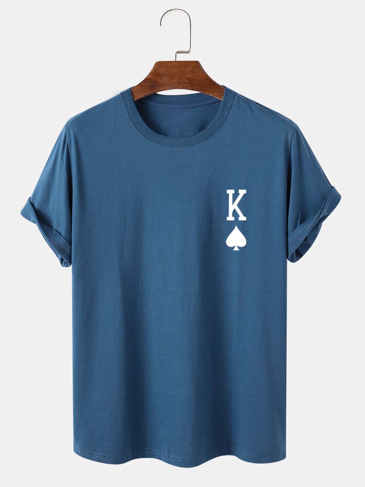 Miesten King Of Spades Poker Print 100 % Puuvillainen Lyhythihainen T-paita