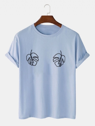 Miesten Leaf Rintakuvioinen Crew Neck 100 % Puuvilla Lyhythihaiset T-paidat