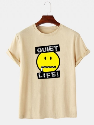Miesten Letter Emojis Print O-kaula Lyhythihaiset T-paidat