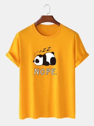 Miesten Nope Panda Print 100 % Puuvillaa Löysä Rento Lyhythihainen T-paita