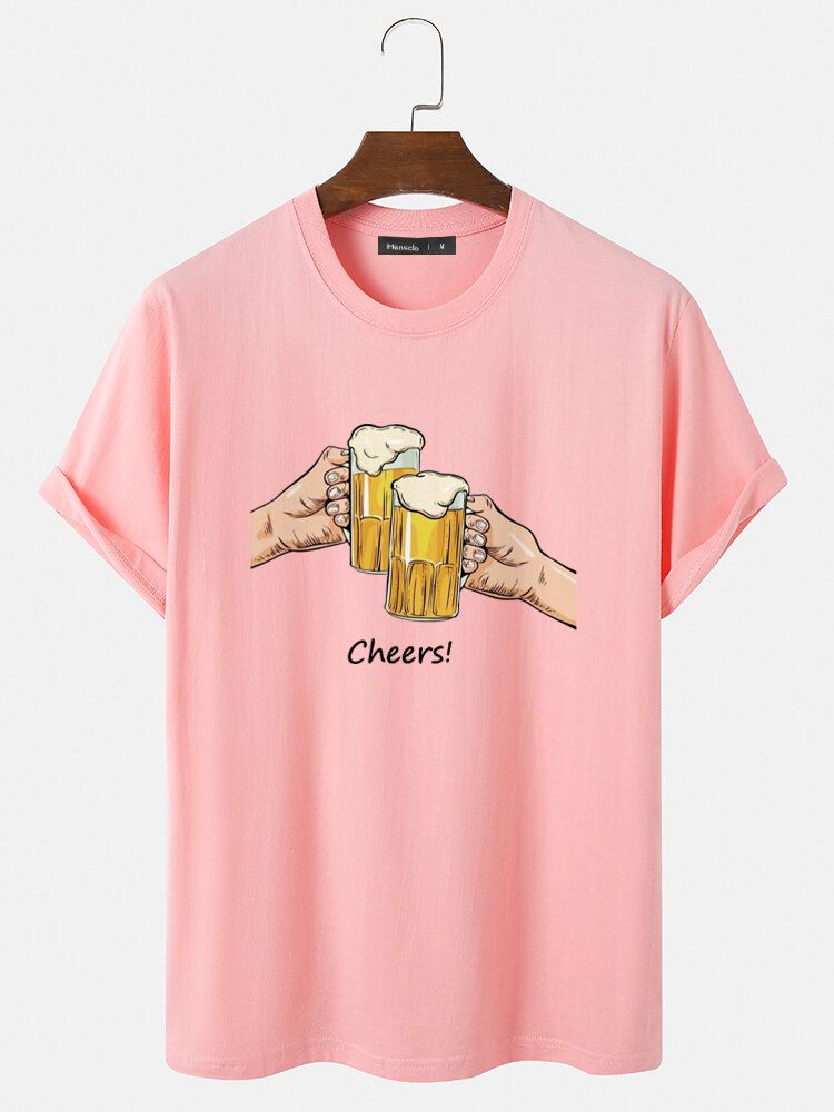 Miesten Oluet Cheers Graphic Crew Neck Puuvilla Lyhythihaiset T-paidat