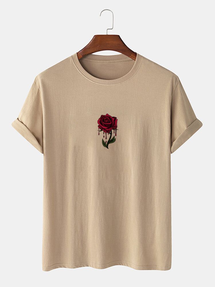 Miesten Rose Graphics 100 % Puuvillaa Rento Lyhythihainen T-paita