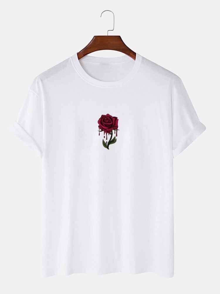 Miesten Rose Graphics 100 % Puuvillaa Rento Lyhythihainen T-paita