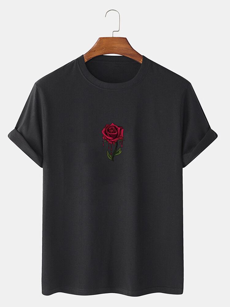 Miesten Rose Graphics 100 % Puuvillaa Rento Lyhythihainen T-paita