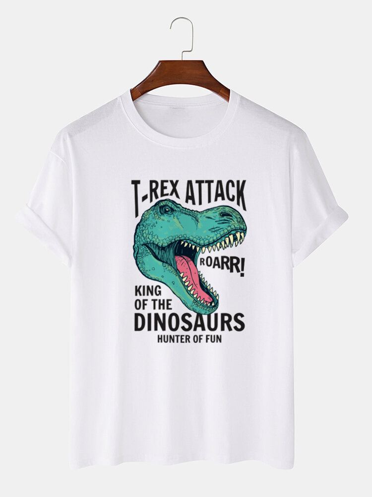 Miesten Sarjakuva Dinosauruksen Kirjainprintti O-pääntie 100 % Puuvillaa Lyhythihaiset T-paidat