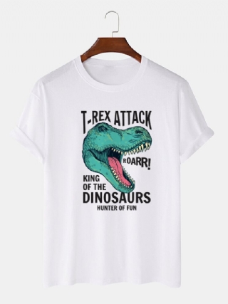 Miesten Sarjakuva Dinosauruksen Kirjainprintti O-pääntie 100 % Puuvillaa Lyhythihaiset T-paidat