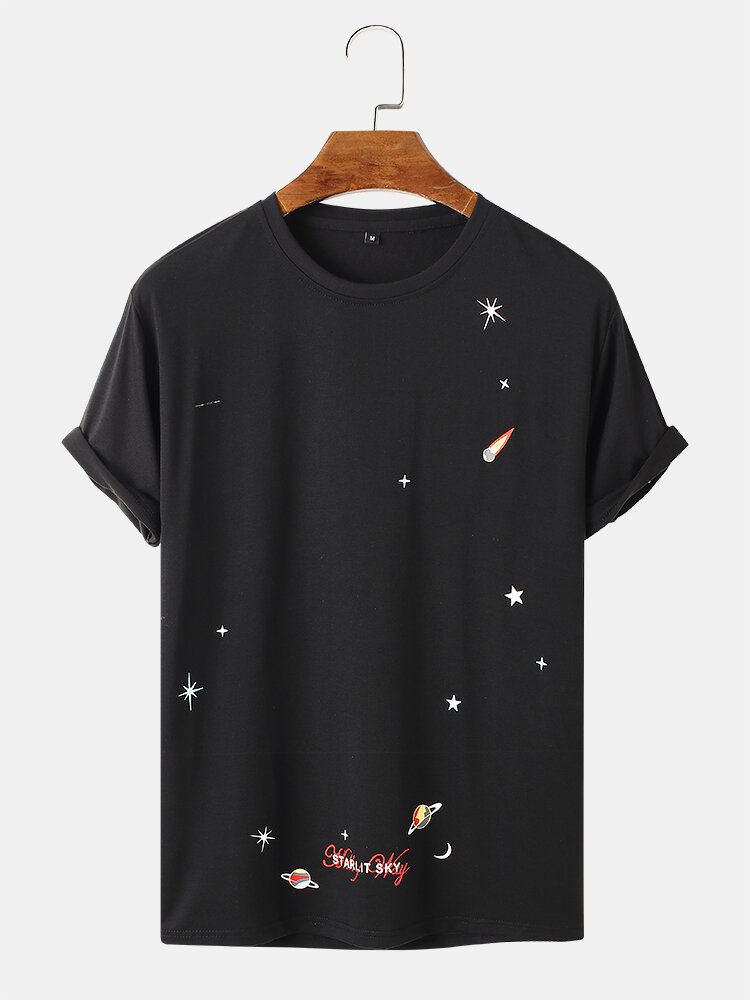 Miesten Space Element Print O-pääntie 100 % Puuvillaa Lyhythihainen T-paita