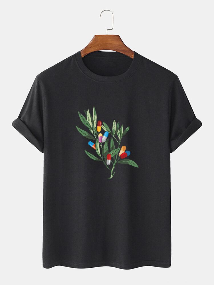 Miesten Tree Graphic Rintakuvio 100 % Puuvilla Ohut Causal Löysä Lyhythihainen T-paita