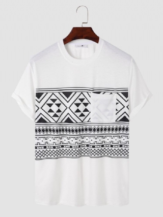 Miesten Tribal Print Rintatasku Crew Neck Pehmeät Lyhythihaiset Rento T-paidat