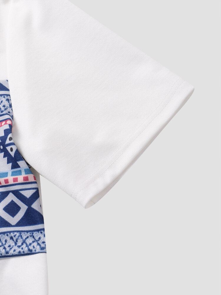 Miesten Tribal Print Rintatasku Crew Neck Pehmeät Lyhythihaiset Rento T-paidat