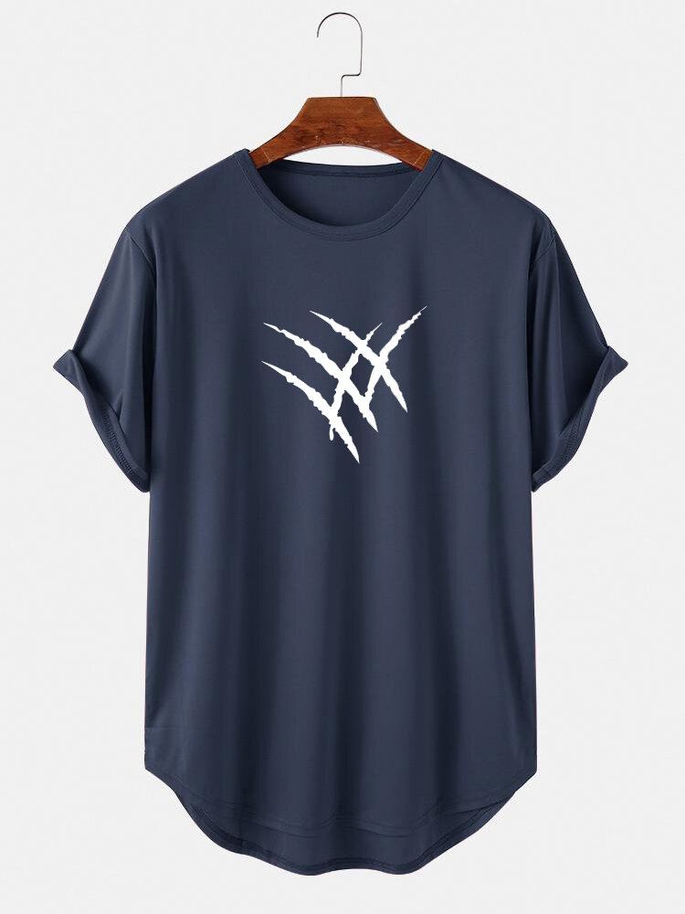 Miesten Urheilu Naarmut Print Creew Neck Fitness T-paidat