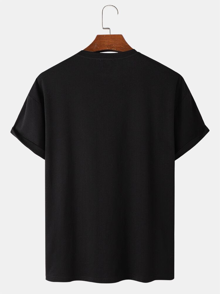 Miesten Värikkäät Geoprint Patched Pocket Loose T-paidat