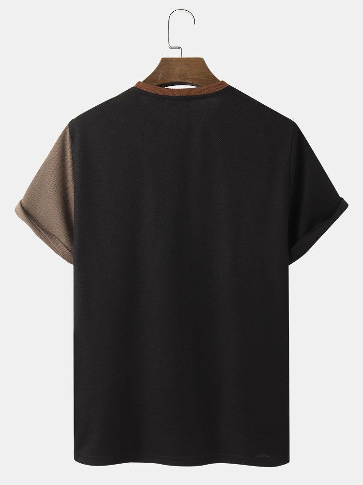 Miesten Värilliset Patchwork Crew Neck-t-paidat