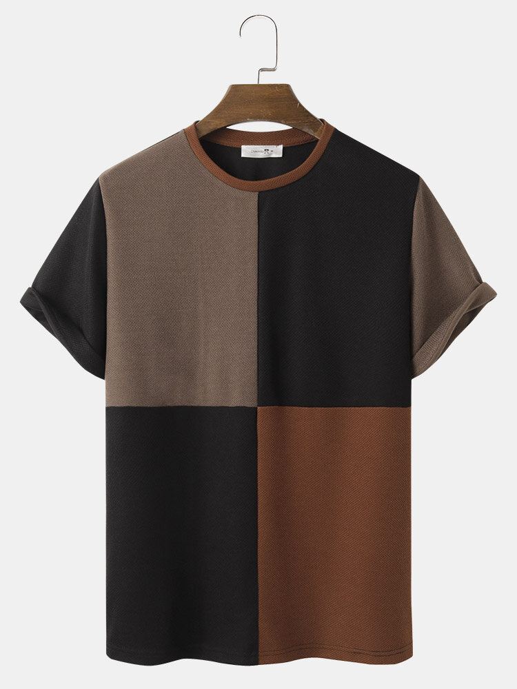 Miesten Värilliset Patchwork Crew Neck-t-paidat