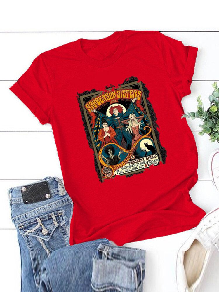 Naisten Halloween Figuuri Graafinen Print Casual Lyhythihaiset T-paidat