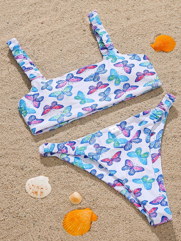 Animal Butterfly Print Pehmustetut Bikinit Holiday Beach Uimapuvut Naisille
