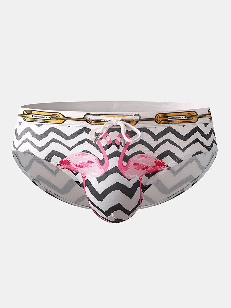 Miehet Hot Funny Persia Cat Flamingo Print Stretch Triangle Uimahousut