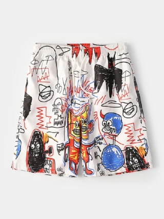 Miesten Hauska Graffitiprintti Quick Dry Mesh Liner Tasku Rento Löysät Board Shortsit