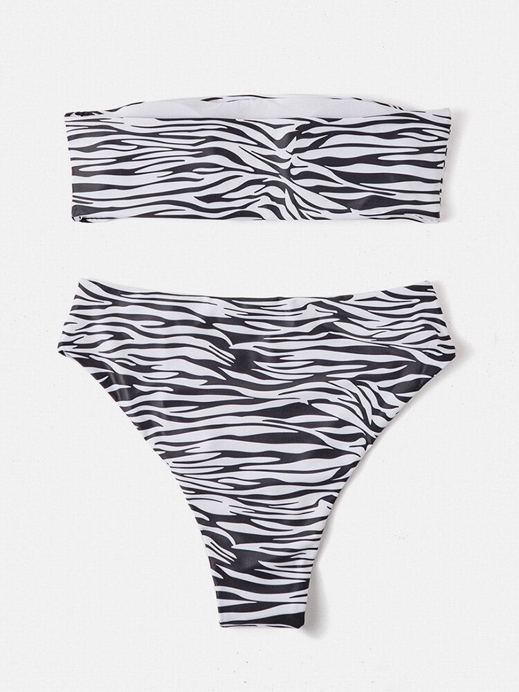 Naisten Eläinkuvioinen Bandeau-selkänojaton Bikini-uimapuku