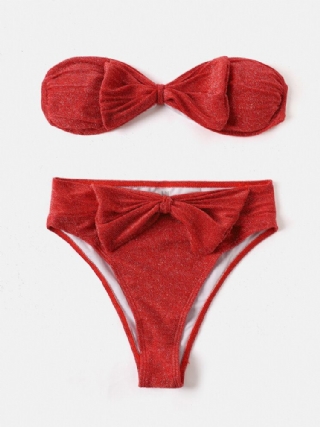 Naisten Iso Bowknot Langaton Selkäkiinnitys Bandeau Bikinit Uimapuvut