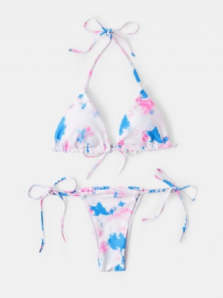 Triangle Tie-dye Riimunauha Bikinit Avoselkä Rantavaatteet Naisten