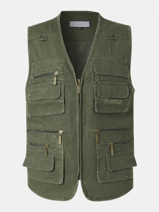 Miesten 100 % Puuvillaa Pure Solid Leisure Multi Pockets Ulkokalastusliivit