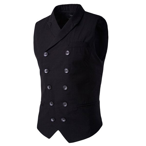 Miesten Brittiläiset Slim Fit Business Fashion Rento Kaksiriviset Liivit