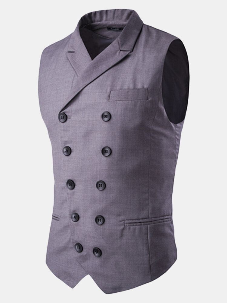Miesten Brittiläiset Slim Fit Business Fashion Rento Kaksiriviset Liivit