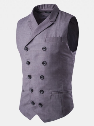 Miesten Brittiläiset Slim Fit Business Fashion Rento Kaksiriviset Liivit