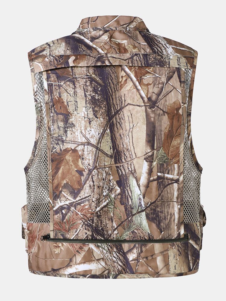 Miesten Mesh Patchwork Vetoketjulliset Camping Style Taskuliivit